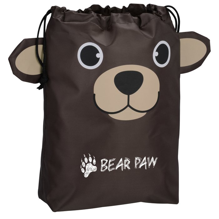 Custom Paws and Claws Drawstring Gift Bag - Bear