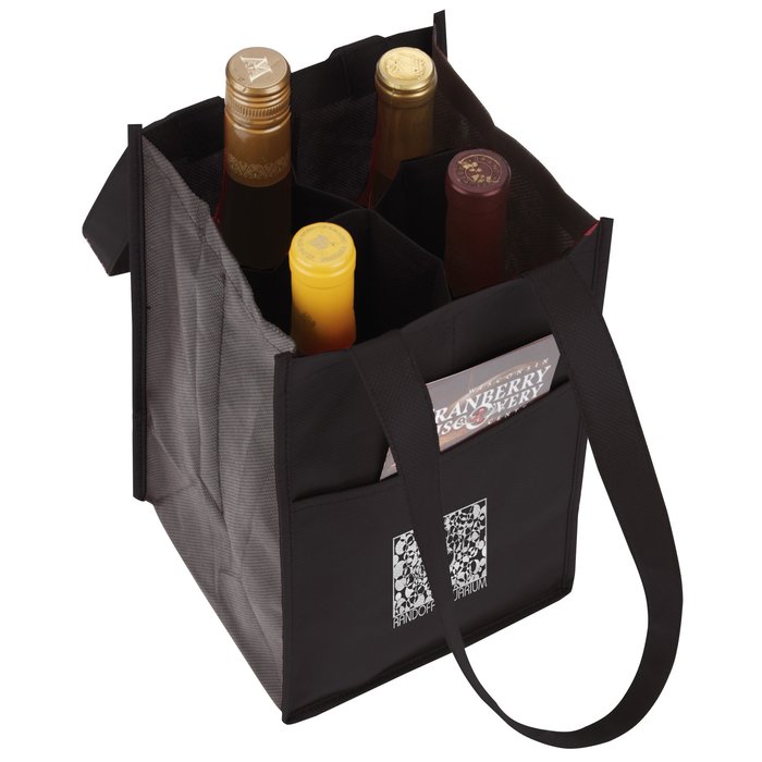 Custom Non-Woven Four Bottle Bag - 24 hr