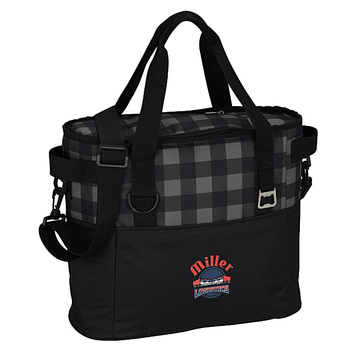 Custom Buffalo Plaid Cooler Bag - Embroidered
