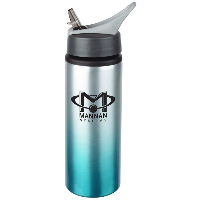 Custom Gradient Colour Aluminum Sport Bottle with Straw Lid - 24 oz