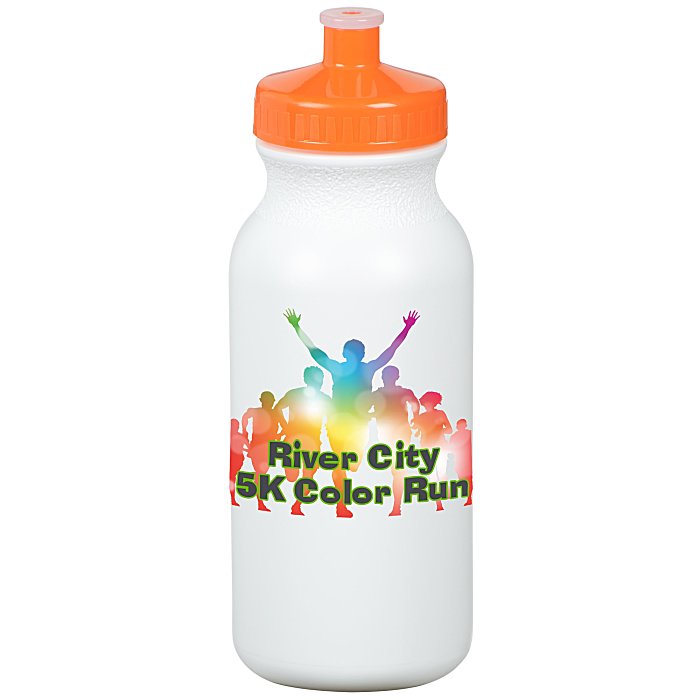 Custom Full Colour Sport Bottle with Push Pull Cap - 20 oz - White