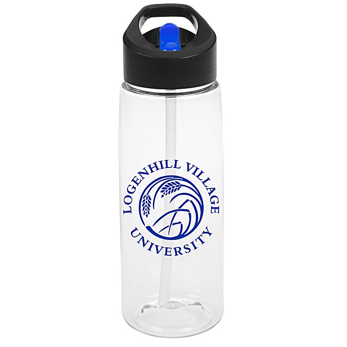 Custom Clear Impact Flair Bottle Two-Tone Flip Straw Lid - 26 oz