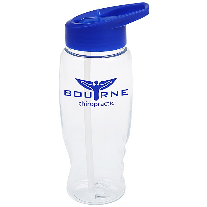 Custom Clear Impact Comfort Grip Bottle with Flip Straw Lid - 27 oz