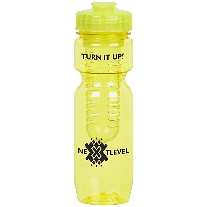 Custom Jogger Infuser Sport Bottle - 25 ounces - Translucent - Flip Top Lid