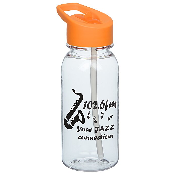 Custom Clear Impact Cadet Water Bottle with Flip Straw Lid - 18 oz