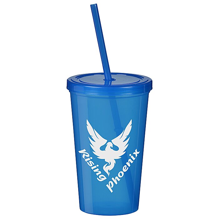 Custom Translucent Stadium Cup with Lid & Straw - 20 oz