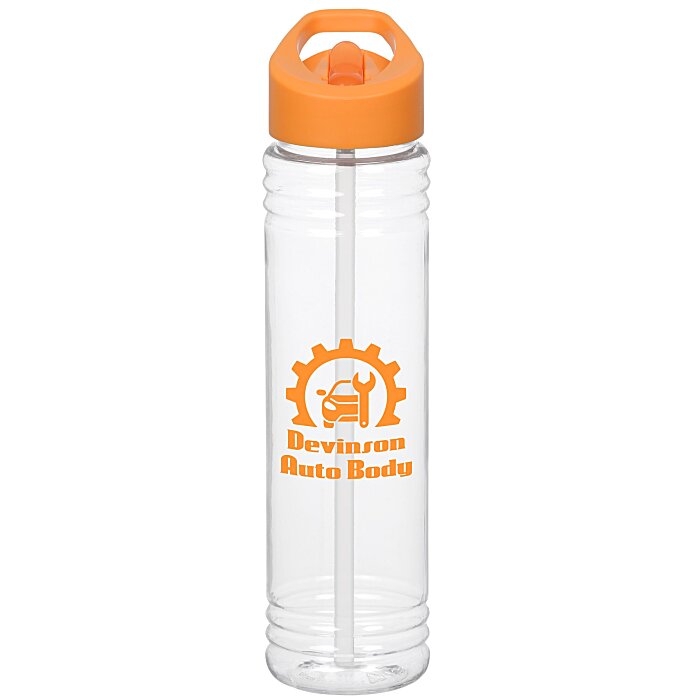 Custom Clear Impact Adventure Bottle with Flip Straw Lid - 32 oz