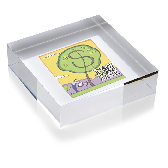 Custom Square Acrylic Paperweight - Full Colour