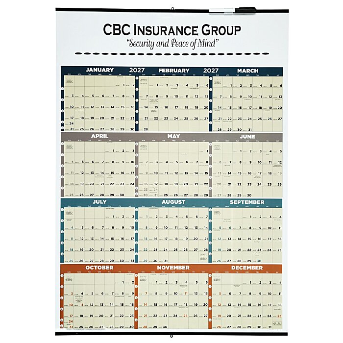 Custom Time Management Span-A-Year Laminated Calendar